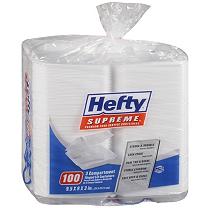  Hefty 3 Compartment Hinged Lid Containers - 100ct.